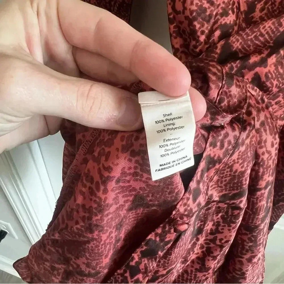 167 Cinq a Sept Gaby Tie Front Snake Print Shirt Dress Size 4 - Picture 9 of 10